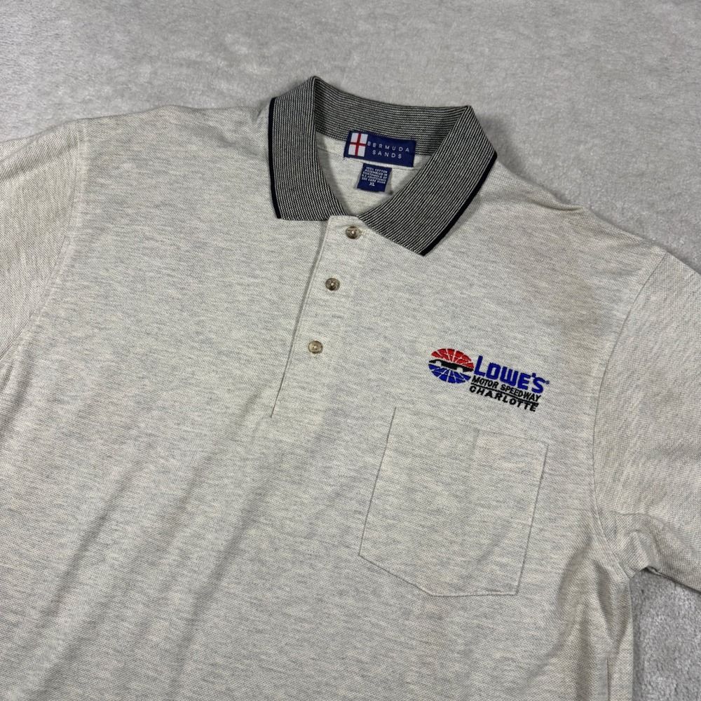 Bermuda Sands Polo Mens XL Gray Lowes Motor Speedway Charlotte Racing Pocket S/S